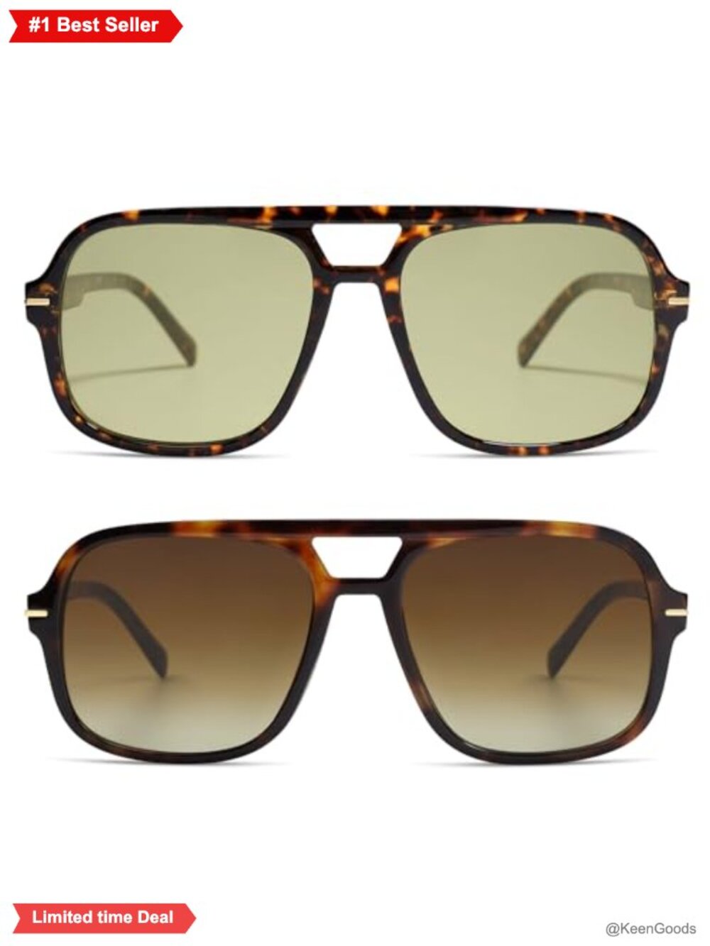 Retro Trendy Square Aviator Sunglasses UV Protection